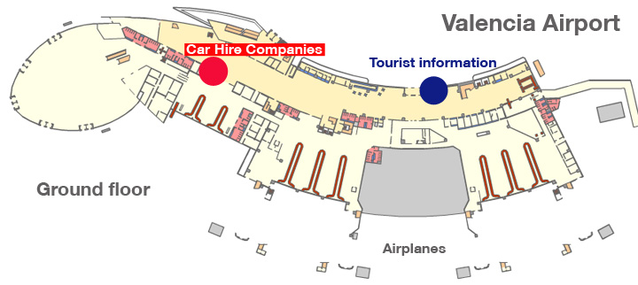 Valencia Airport car rental pickup map